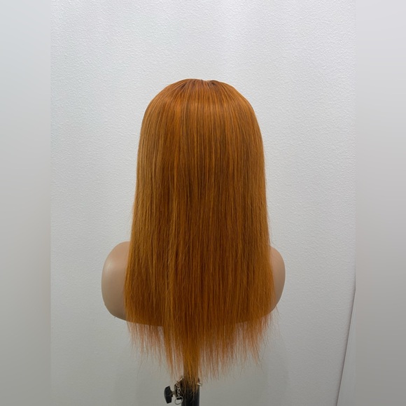 18” 4x4 Lace Closure, Straight Human Hair Wig, Color Similar to Ginger - Picture 3 of 12